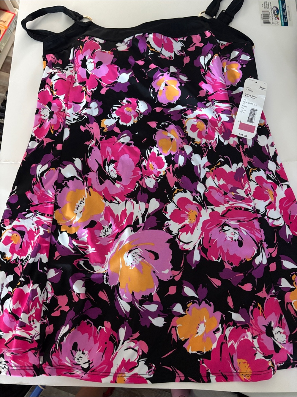 Floral Black Pink Yellow SwimDress